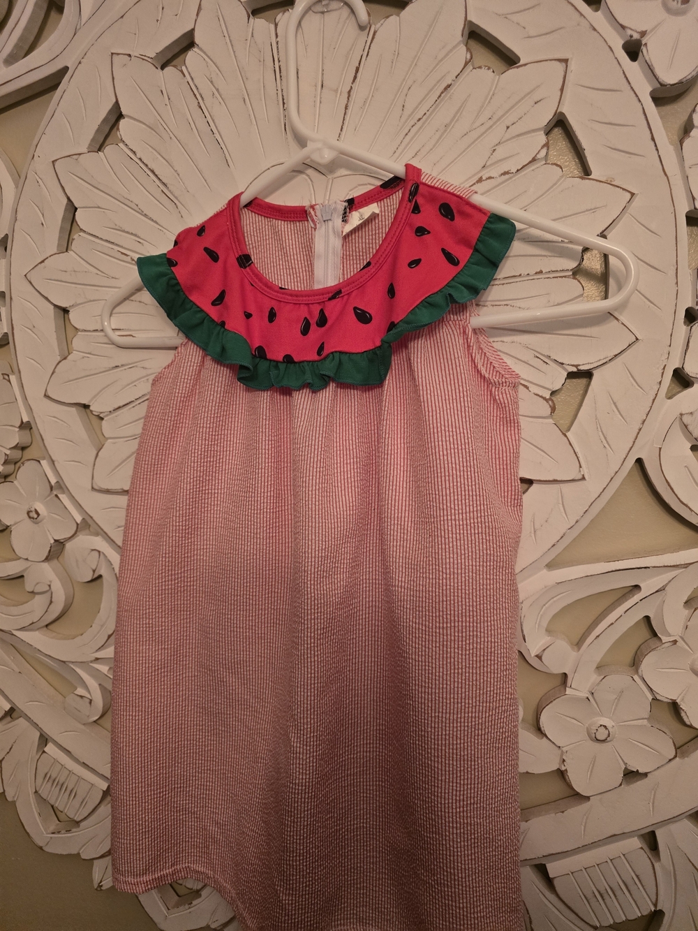This adorable red-and-white striped seersucker dress